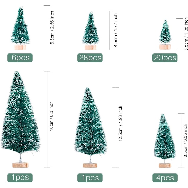 60 stk mini juletrær kunstige juletrær bordtrær for julefest hjemmedekorasjon