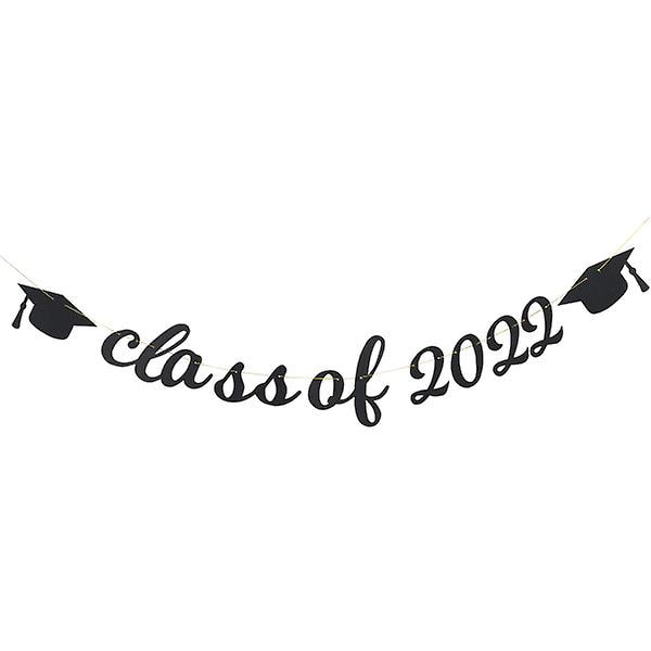 1pc Party Decoration Class of 2022 Paper Banner Graduation Theme Pennant (17.5X8CM, Black)