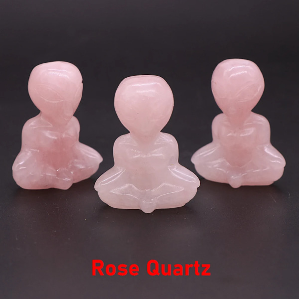 1,6\" Yoga Alien Statue Naturlig Reiki Stein Krystall Skåret Abstrakt Kunst Håndverk Healing Meditasjon Hjem Soverom Dekorasjon Gave Rose Kvarts Rose Quartz 5pcs