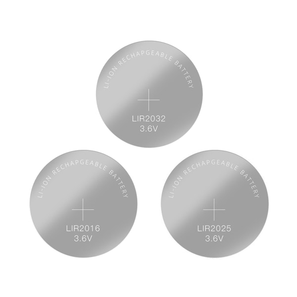 5 stk oppladbare knappcellebatterier med type C batterilader Laderadapter for LIR2032, 2025 og 2016 batteri 0.04 Charger and LIR2025