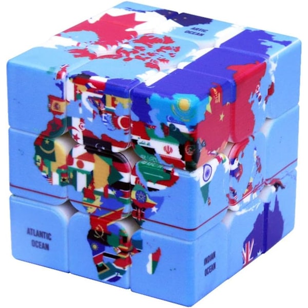 Speed Cube World Map Design Magic Cube Puzzle, IQ Game Puzzl