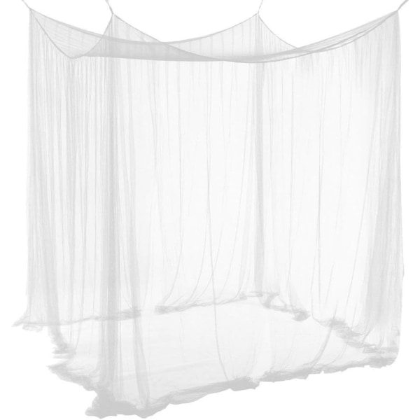 Double Mosquito Net Black 4 Posts Bed Canopy Decorative Princess Square Mosquito Net Large for Indoor Bedroom and Camping