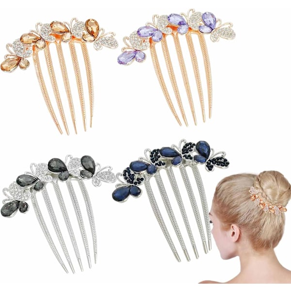 PCS Glitter Sparkling Jewels Crystal Rhinestone Flower Metal Hair Comb Non Slip Comfortable Butterfly Hair Accessories