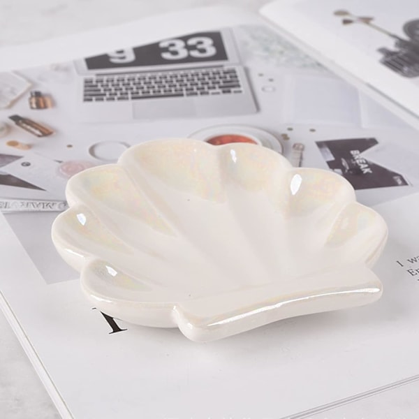 Shell ornament dish, dish with ceramic ring holder, jewelry dish T