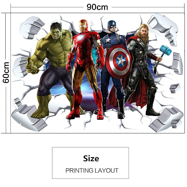 3d Avengers seinätaulu Marvel Super Hero -tapetti huoneen sisustukseen