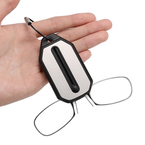 Bekväm nyckelring Mini Nose Clip Läsglasögon + Case Thinoptics Styl Strength 2.00