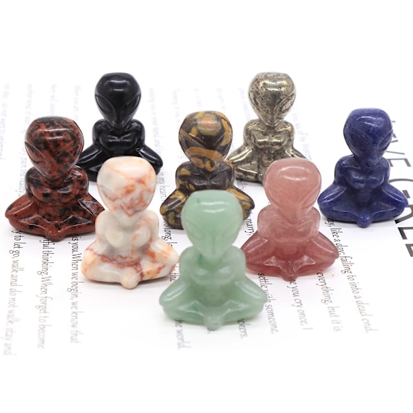 1,6\" Yoga Alien Statue Naturlig Reiki Sten Krystal Skåret Abstrakt Kunst Håndværk Healing Meditation Hjem Soveværelse Dekoration Gave Grøn Aventurin Green Aventurine 20pcs