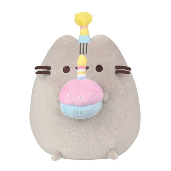 Pusheen - Plysjmaskot med bursdagshatt og kake 24 cm 150