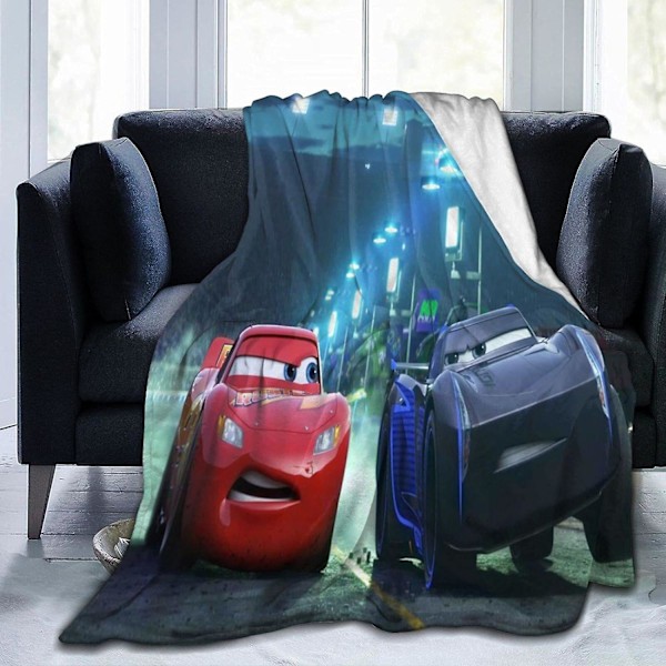 Biler Lightning Mcqueen Ultra Soft Microfleece Tæppe Kast Fuzzy Letvægt til Børn Drenge Piger Voksne 3d Print Perfekt til Sofaen, s 60x50in 150x125cm