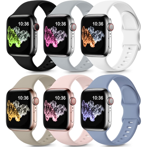 6 kpl:n ranneke, joka on yhteensopiva Apple Watch -rannekkeen kanssa 38 mm 40 mm 6 kpl 6 6pcs 6 42mm/44mm/45mm/49mm