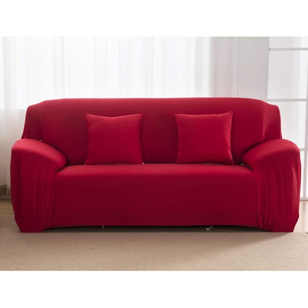 Stretch sofa cover 1 2 3 4 seater with armrests, living room stretch cover spandex cover decor, sofa cover (red, 2 seater: 145 185cm)