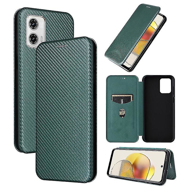 Compatible with Motorola Moto G73 5g case in carbon fiber Folio Flip protective magnetic cover