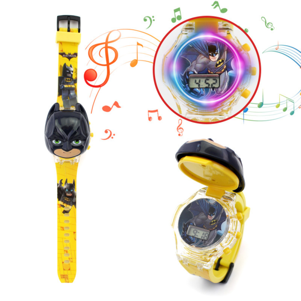 Kids Marvel Digital Flip Watch LED Light Music Watch Batman