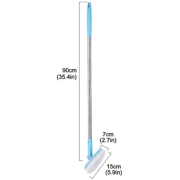 Roterande rengöringsborste för badrum, badkar och dusch, kakel och fog - 7 cm bred - 90 cm lång - inomhushandtag och kök - rengöringsborste -
