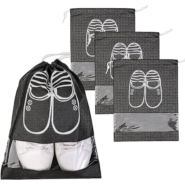 4-Pack Travel Shoe Bag, 36 x 26.5cm, Drawstring Bag, Water Repellent for Gym, Luggage, Pool, Gym, Golf, Bowling, Laundry