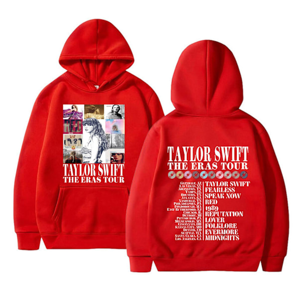 Julklapp 2023 Taylor Swift Fans Hoodie Höst & Vinter Sweatshirt Herr & Dam Juljacka Röd red XL