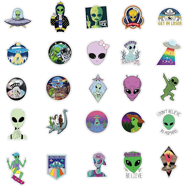 (Alien-UFO) Alien-klistremerker 50 stk. Kule mystiske UFO-vinyl W