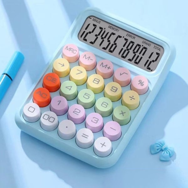 Kawaii Calculator Cartoon Candy Color Silent Mechanical Keyb blå Onesize blå blue One size
