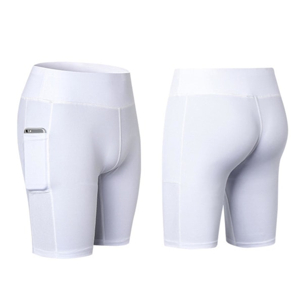 Women's Quick Dry Yoga Biker Shorts - Slim Fit for Training (Summer).M.White