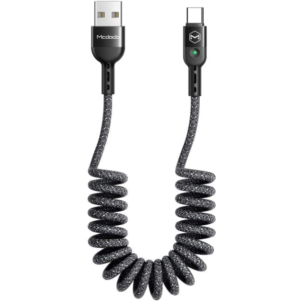 Upprullad USB Type-C-kabel, USB indragbar spiralkabel USB Type-C