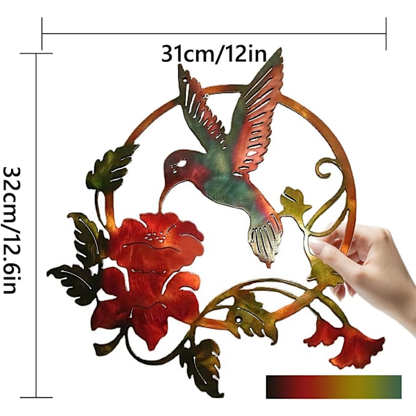Metallfuglsilhuett, Metallveggkunst, Rund Veggdekor Veggdekor