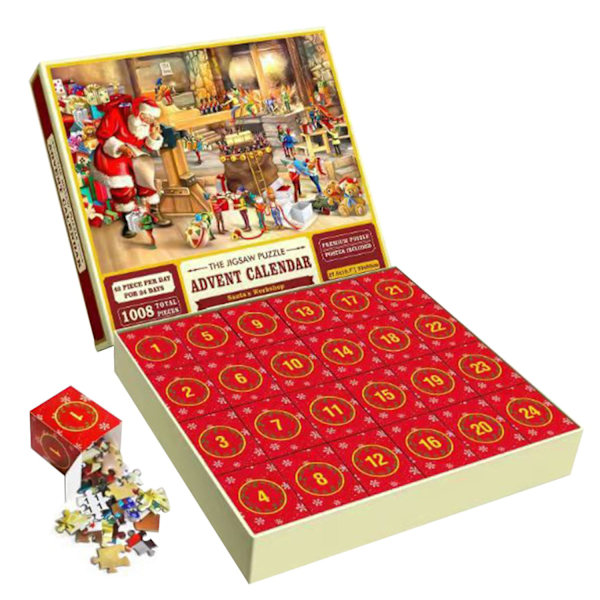 Christmas Puzzle, 1008 Piece Christmas Calendar, Puzzle, 24 Day Christmas Holiday Puzzle