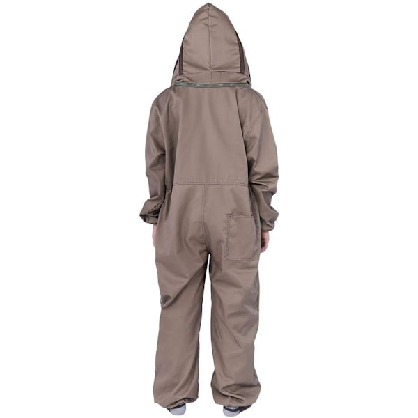 Apicole beskyttelsesutstyr med profesjonelt slør Anti Bee Jumpsuit Hooded Total Protection Clothing Lang ermet bomull birøkter kaffe (L)