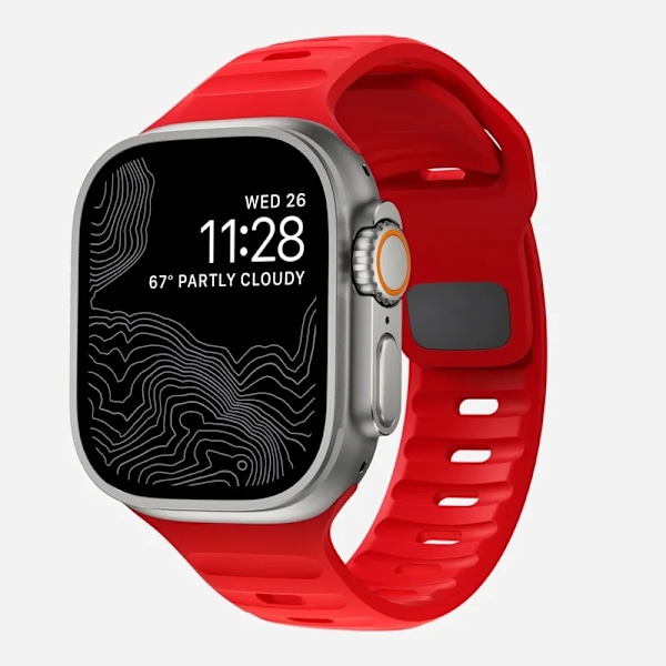 Sportsrem til Apple Watch Ultra 9 8 7 6 SE 5 Blødt silikone letvægtsarmbånd til iWatch 38MM 40MM 42MM 44MM 45MM 49MM Rød Ed 42 44 45 49mm