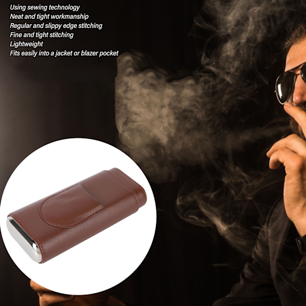 3 Fingers Cigar Etui Fashion Elegant Kunstlæder Letvægts Bærbar Cigar Humidor Boks til Rejse Daglig Kaffe