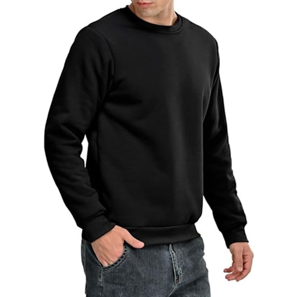 Herresweater Fleece-genser tykk genser med rund hals Vintergenser