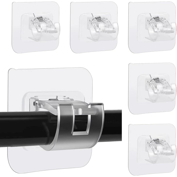 Pcs Self-Adhesive Curtain Rod Holders, Nail-Free Adjustable Rod Brackets, Curtain Rod Wall Mounts (Transparent)