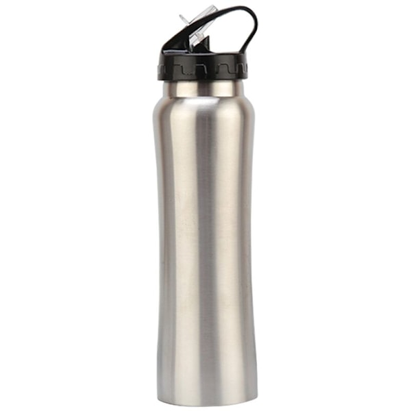 500ml Outdoor Sports Double Wall Stainless Steel Large Caliber Portable Straw Bottle Silver