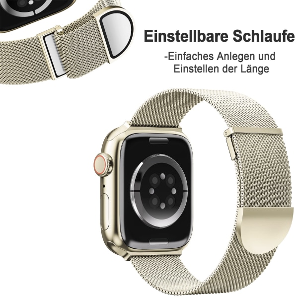 Rannekoru yhteensopiva Apple Watch -rannekkeen kanssa 40mm 41mm 38mm naisille/miehille, iWatch-sarjaan 8 7 6 SE 5 4 3 2 1, samppanjakulta