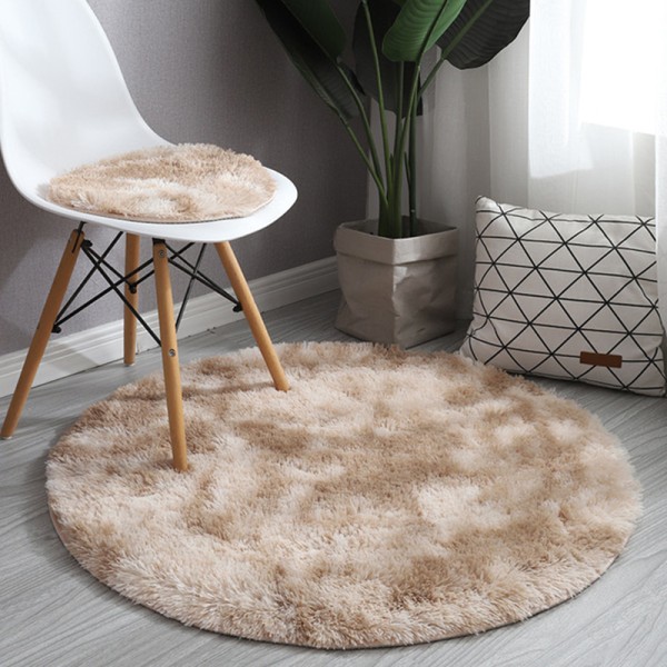 Soft Area Rug Fluffy Round Rug Shaggy Circular Rug For Bedroom Living Room Home Decor Camel