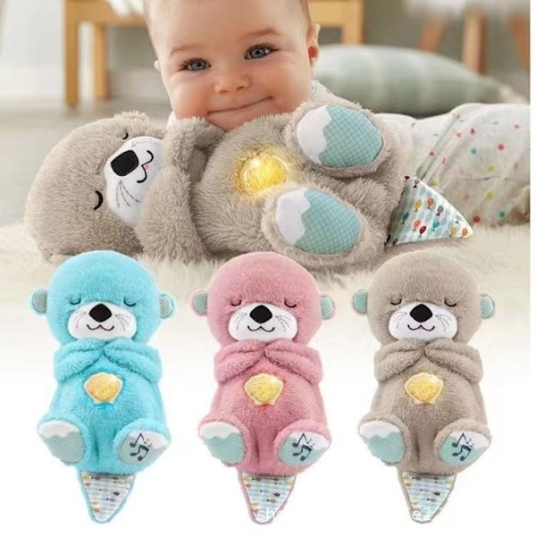 Breathing Movement Soothing Sleeping Otter Toy Musical Stuffed Baby Toy