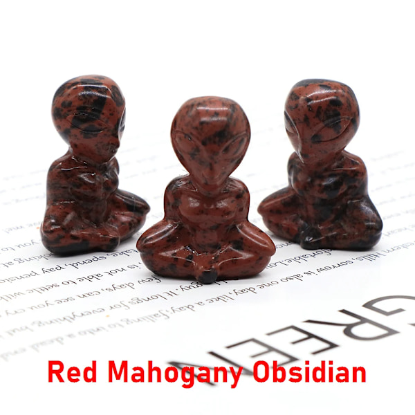 1,6\" Yoga Alien Statue Naturlig Reiki Sten Krystal Skåret Abstrakt Kunst Håndværk Healing Meditation Hjem Soveværelse Dekoration Gave Rød Mahogni Red Mahogany 10pcs