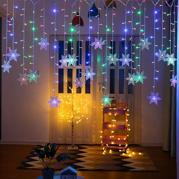 Curtain Rod Lighting, LED String Lights, String Lights, Star Shaped LED, 4M 96LED String, LED String Window Decoration, Christmas, Birthday, Patio,