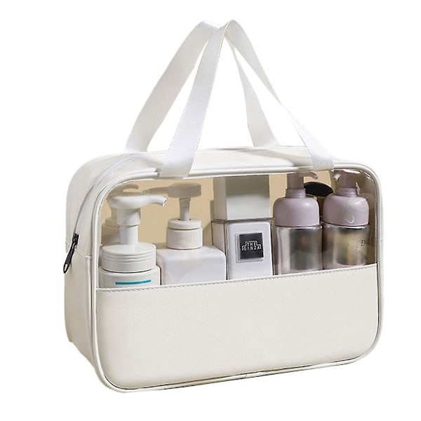 Large Sewing Transparent Cosmetic Bag Pvc Bath Cosmetic Bag Pu Waterproof Large Capacity White