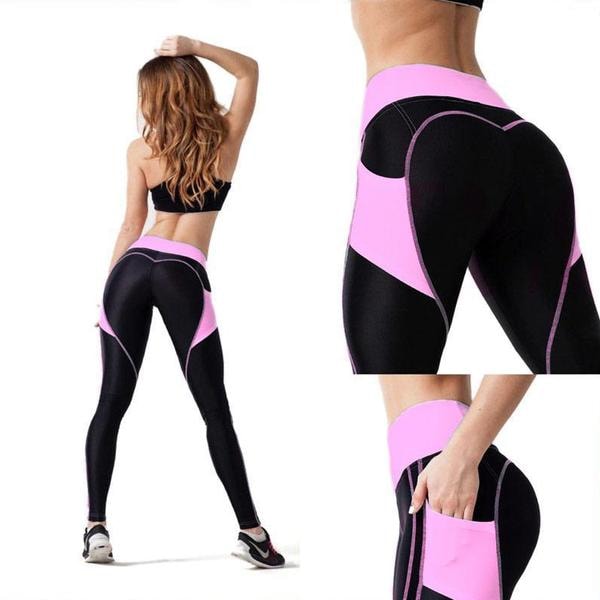 Black Pink Leggings ed car pocket on the sides black