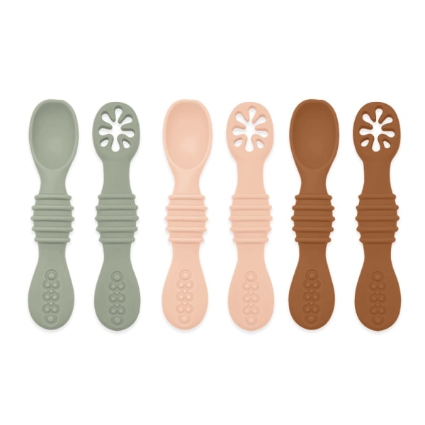 3 sets of baby silicone rice pasta spoons, soft-topped spoons