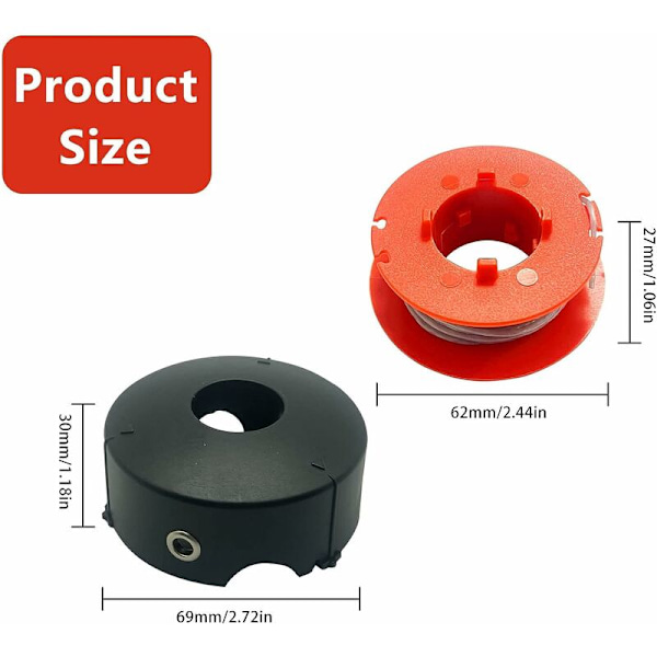 Reservecoil for Bosch ART 23, 26, 30 Combitrim, Easytrim gressklipper, selges med beskyttelsesdeksel, modell F016L71088 (8 spoler + 1 deksel).