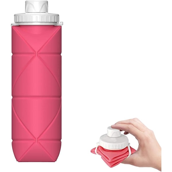 Collapsible Water Bottle Leak Proof Valve Reusable BPA Free Silicone Collapsible Water Bottle-Pink