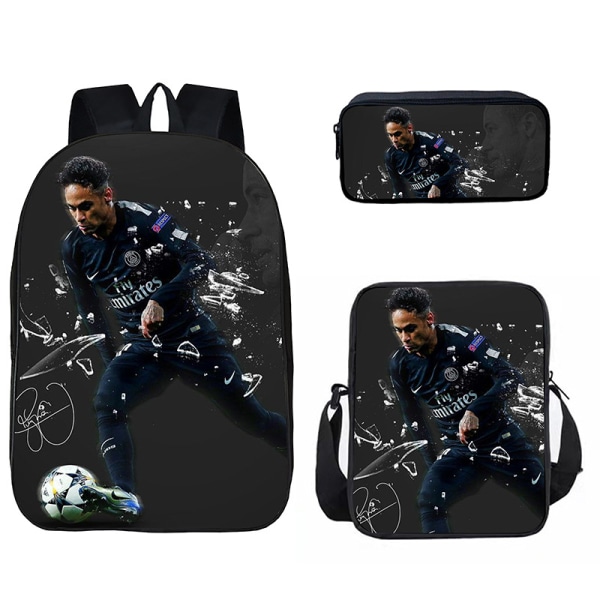 Neymar Fotballryggsekk Student Skoleveske i Tre Set Svart black 40cm