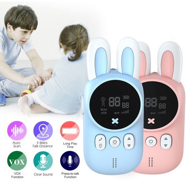 Ett par walkie talkies för barn 57,5×131,5×37,5 mm blå+rosa