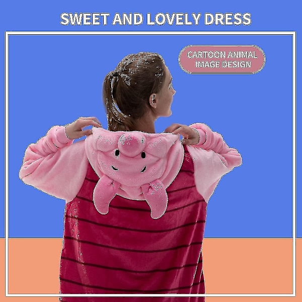 Mukava Unisex Aikuisten Onesie-Pyjama Flanelli Cosplay Eläin Yksikokoinen Halloween-Puku Nukkumisasu Kotiasu Q 85JAW - Täydellinen Porsaas Piglet 115 JAW