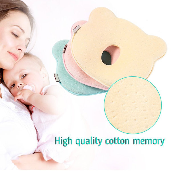 Baby mot flatt hodedeformasjon Flatt hodeform Memory Foam pute Liten baby for baby (rosa) NO:9