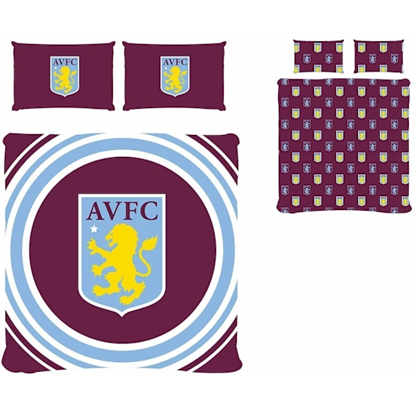 Aston Villa FC Pulse Vendbar Dynebetræk Sæt Enkelt Seng Bordeaux Bordeaux/Gul/Lyseblå Burgundy/Yellow/Light Blue Single