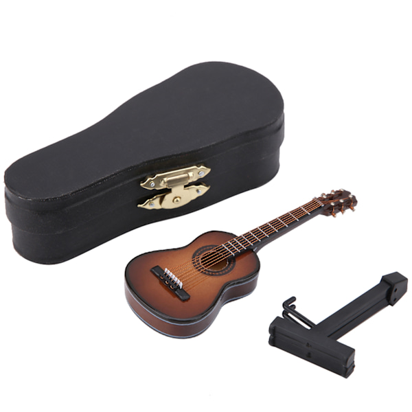 Miniatyr Tre Gitar Modell Display Mini Musikk Ornament Håndverk Hjem Innredning (Brun 10cm)