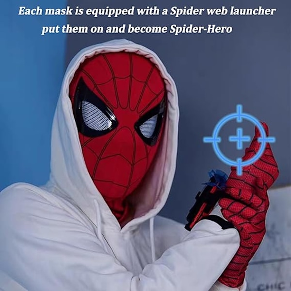 Maske Spiderman Hodeplagg Cosplay Bevegelige Øyne Elektronisk Maske Spider Man 1:1  Hakekontroll Elastiske Leker For Voksne Barn Gave