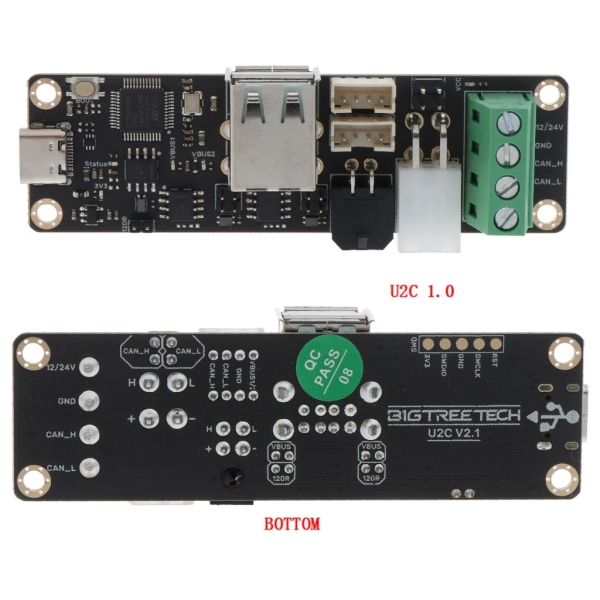 BIGTREETECH U2C-modulen har CAN-gränssnitt som kan anslutas till Raspberry Pi-skrivardelar för EBB36 EBB42 3D-utskrift 0.06 U2C 2.1